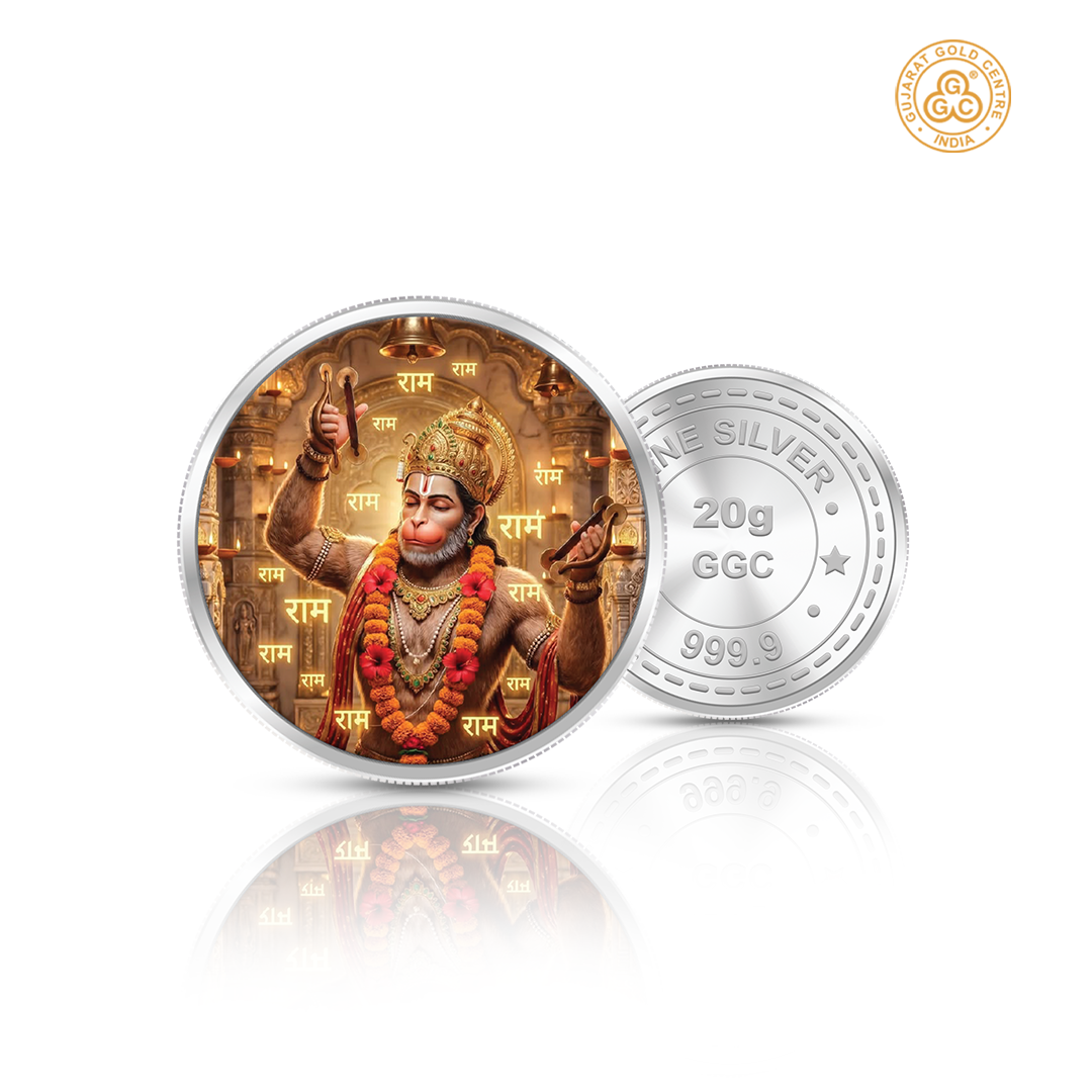 20gm GGC Hanuman Bhakti Silver Color Coin 24k (999.9)