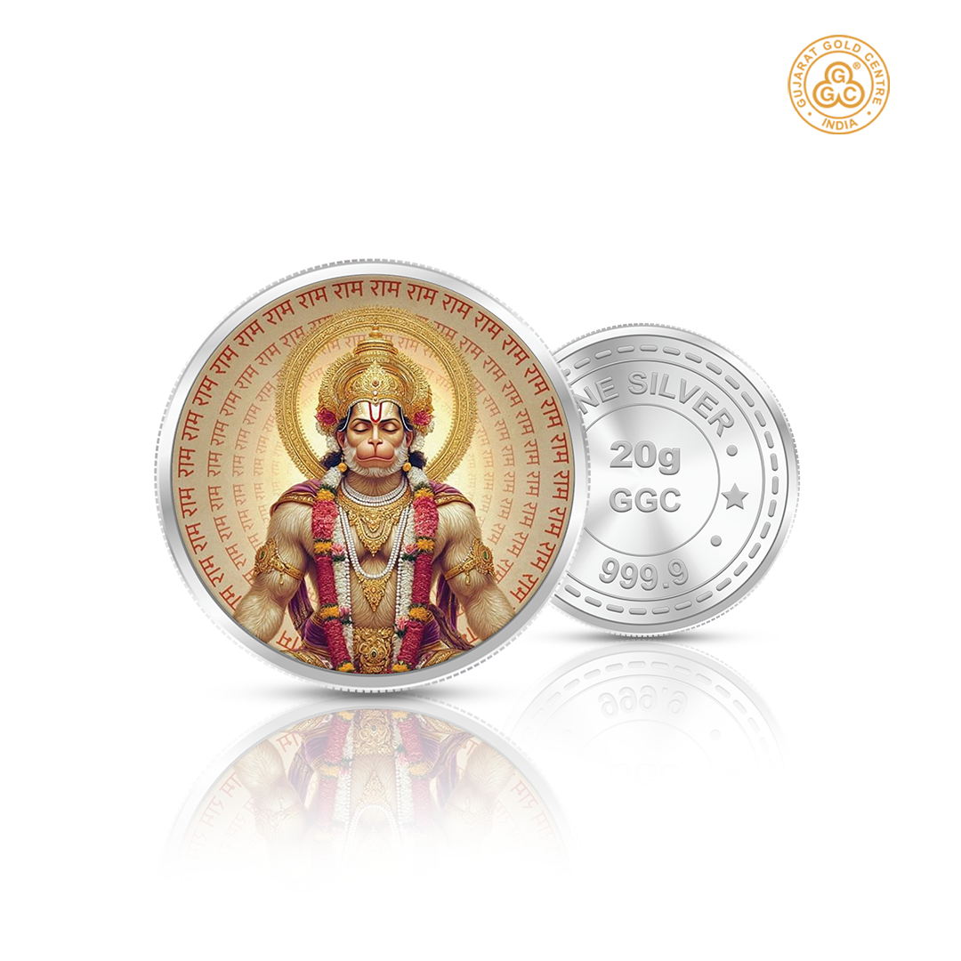 20gm GGC Hanuman Dhyan Silver Color Coin 24k (999.9)
