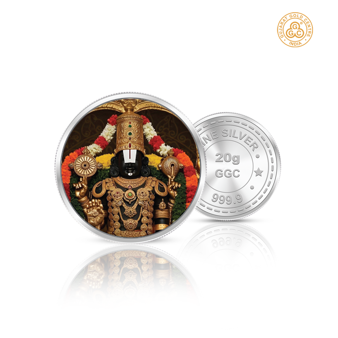 20gm GGC Tirupati Balaji Silver Color Coin 24k (999.9)