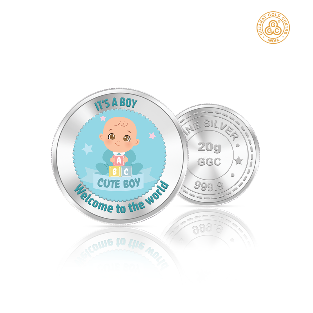 20gm GGC Cute Baby Boy Silver Color Coin 24k (999.9)