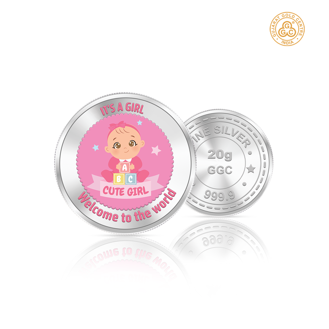 20gm GGC Cute Baby Girl Silver Color Coin 24k (999.9)
