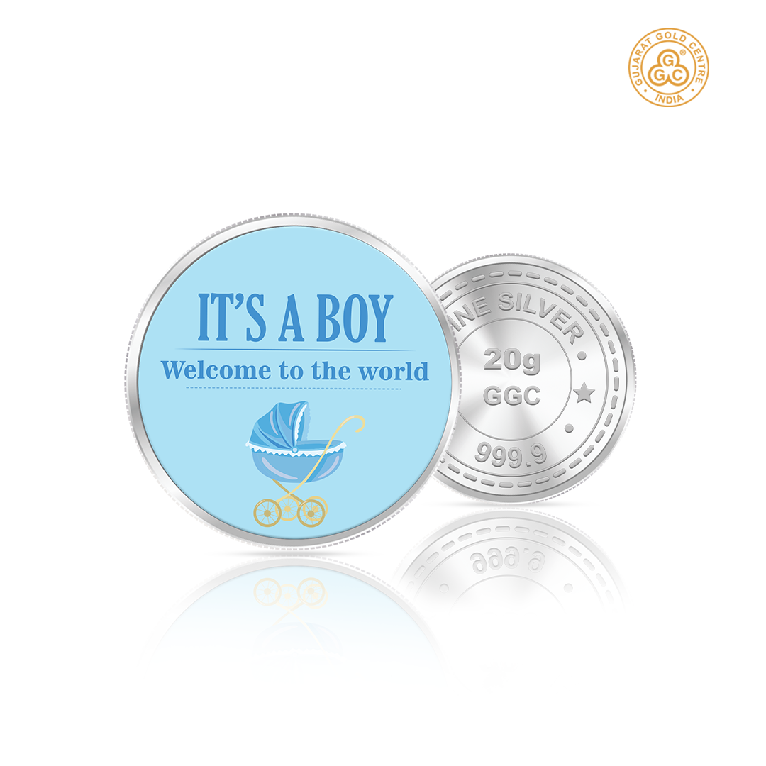 20gm GGC Baby Boy Welcome Silver Color Coin 24k (999.9)
