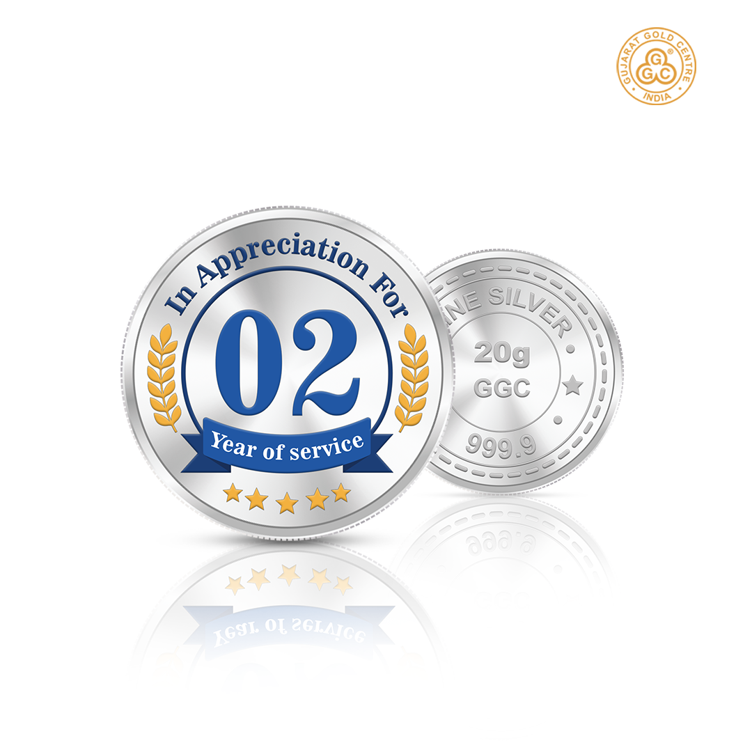 20gm GGC 02 Year of Service Silver Color Coin 24k (999.9)