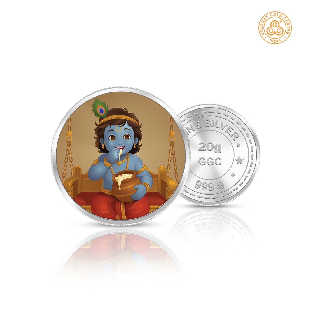 20gm GGC Bal Krishna Silver Color Coin 24k (999.9)