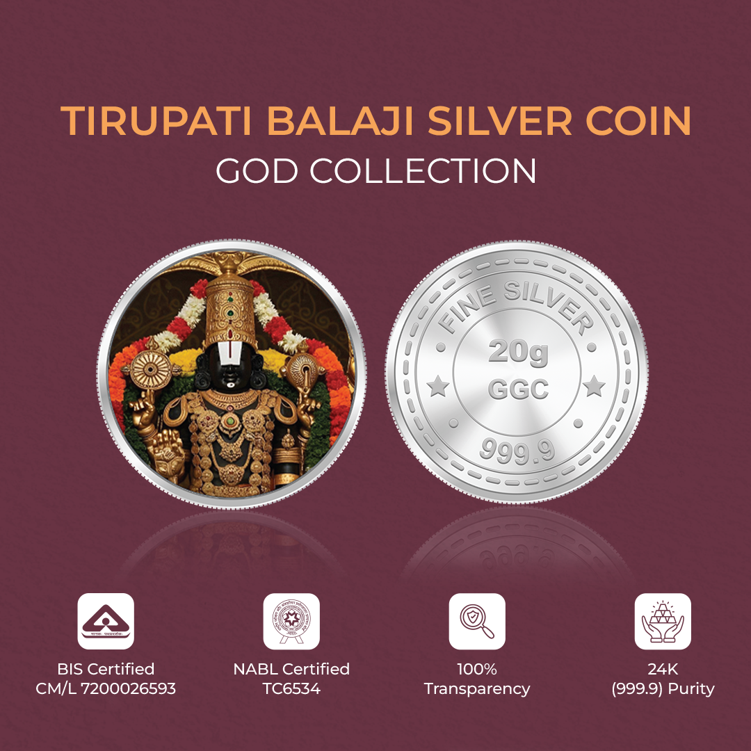 20gm GGC Tirupati Balaji Silver Color Coin 24k (999.9)
