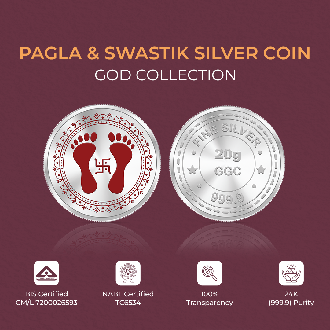20gm GGC Pagla & Swastik Silver Color Coin 24k (999.9)
