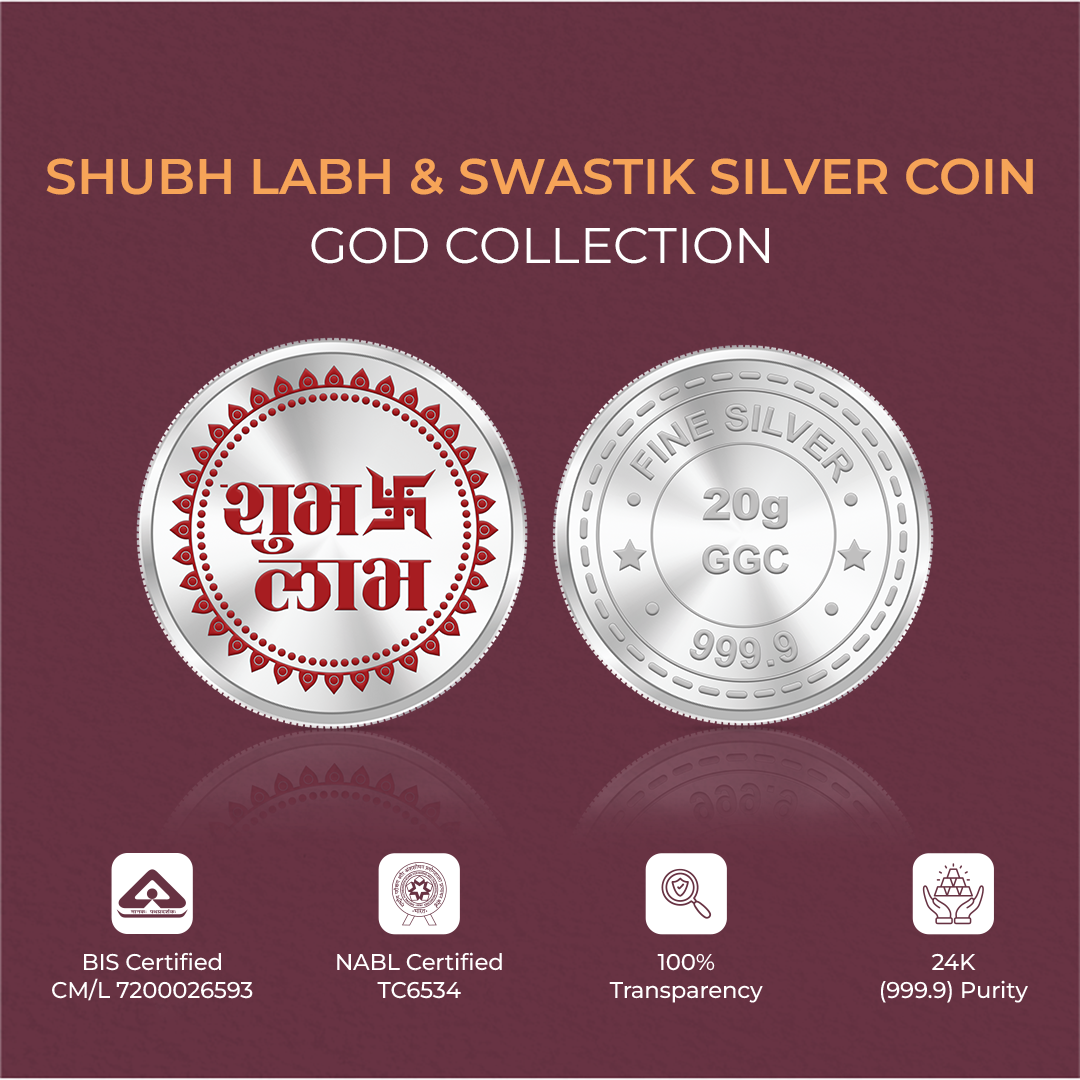 20gm GGC Shubh Labh & Swastik Silver Color Coin 24k (999.9)