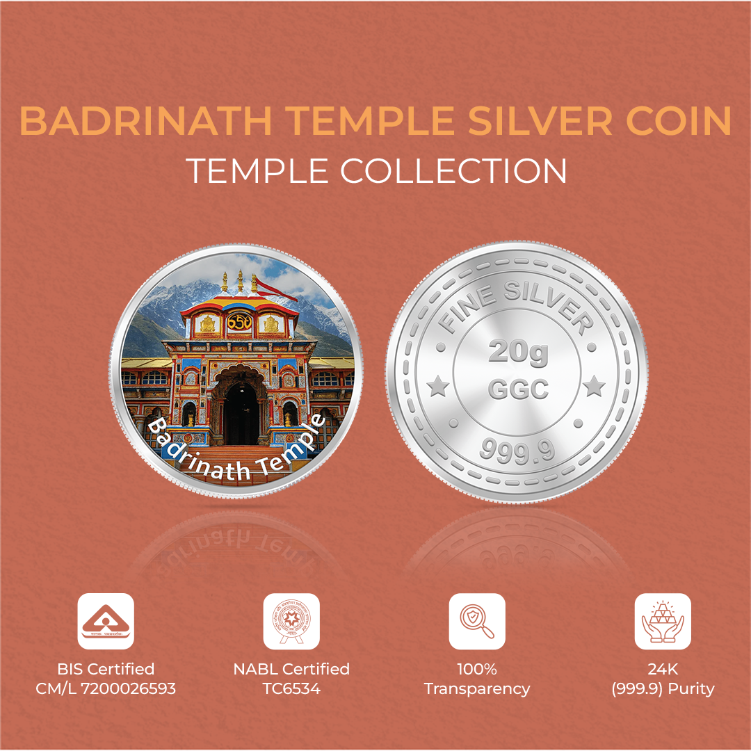 20gm GGC Badrinath Temple Silver Color Coin 24k (999.9)