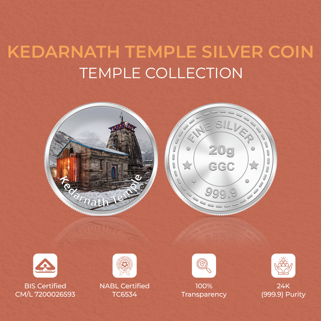 20gm GGC Kedarnath Temple Silver Color Coin 24k (999.9)