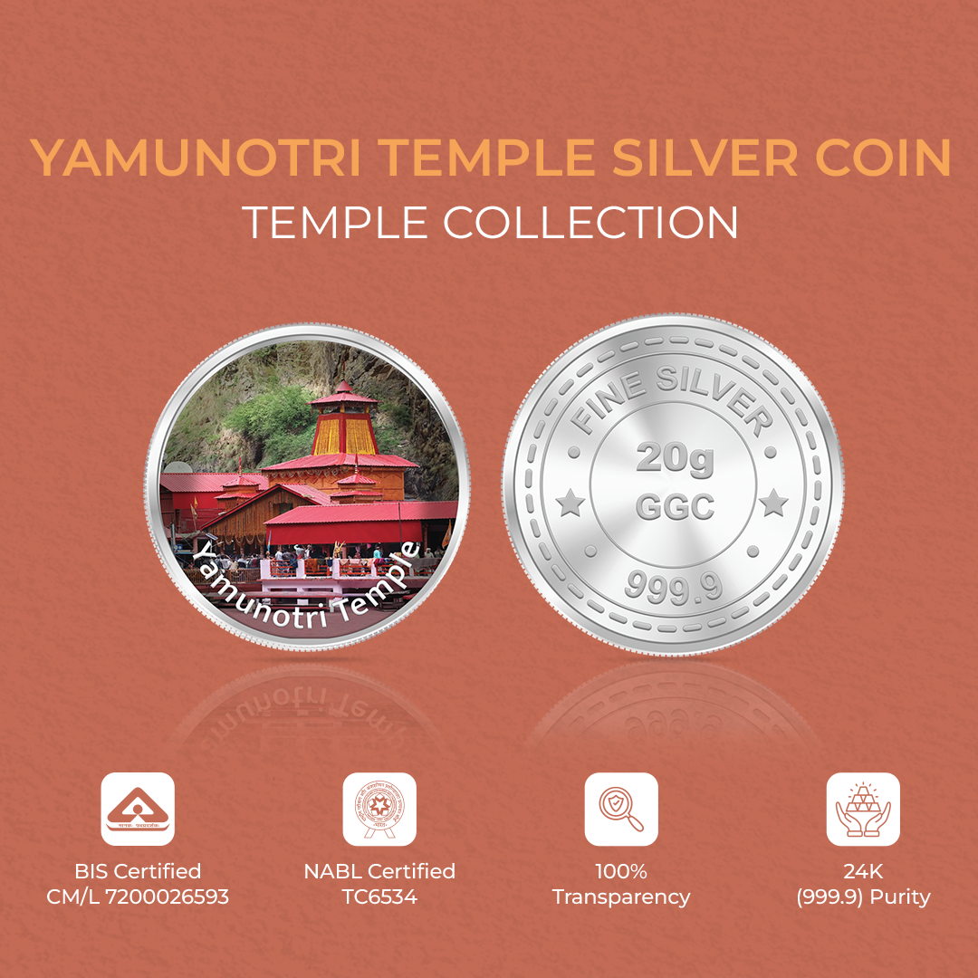 20gm GGC Yamunotri Temple Silver Color Coin 24k (999.9)