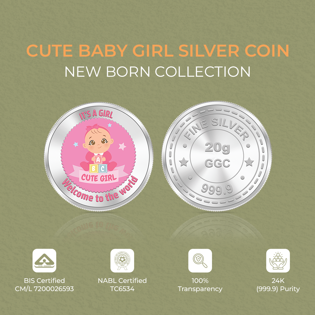20gm GGC Cute Baby Girl Silver Color Coin 24k (999.9)