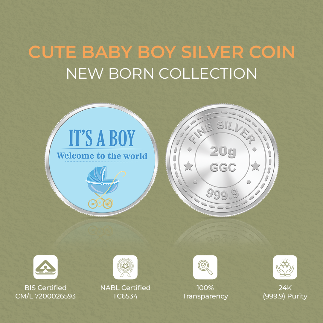 20gm GGC Baby Boy Welcome Silver Color Coin 24k (999.9)