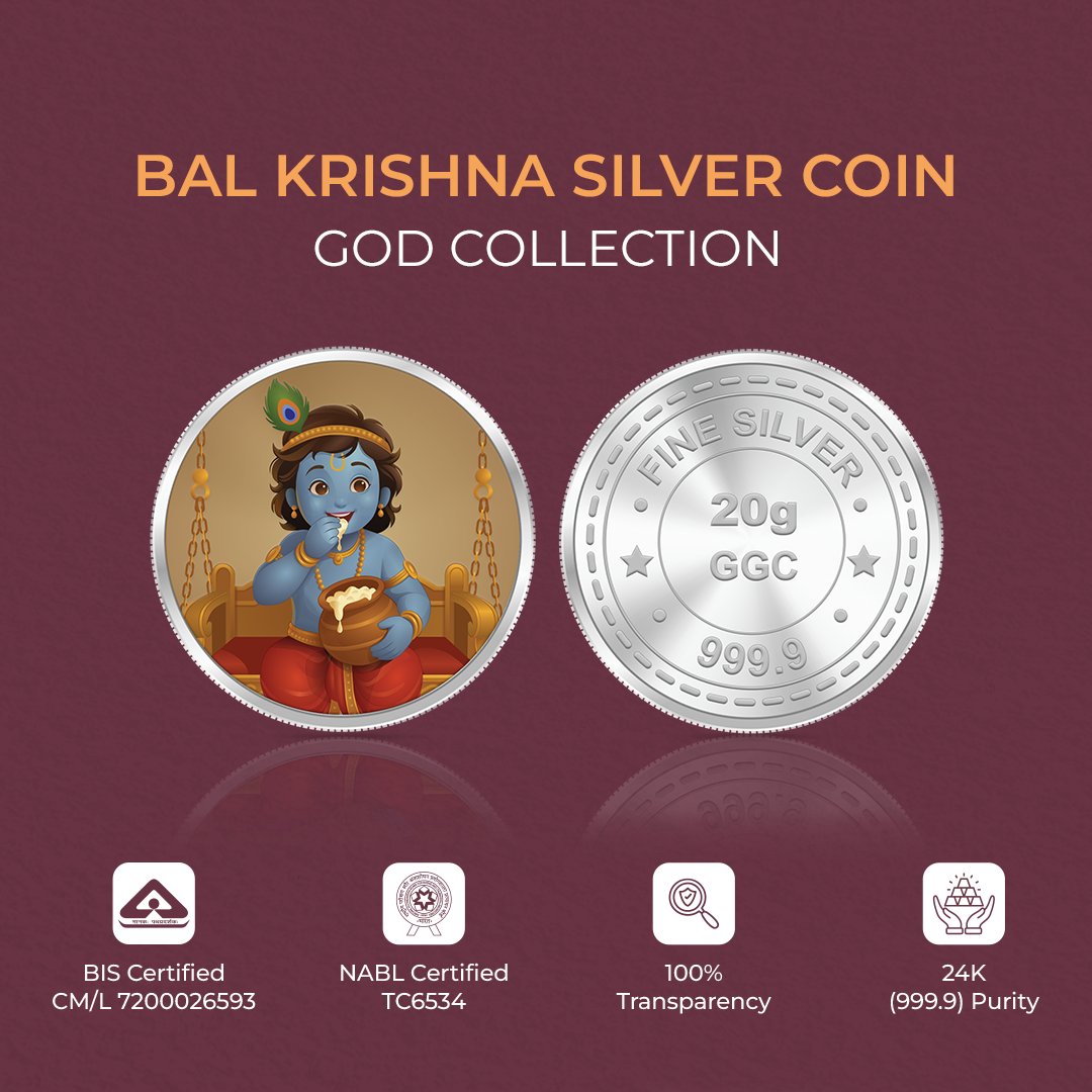 20gm GGC Bal Krishna Silver Color Coin 24k (999.9)