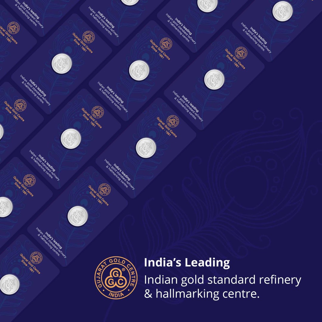 10gm 999 silver coin with detailed embossed Lord Ganesha sitting pose on front,  polished finish, GGC logo and hallmark on back.